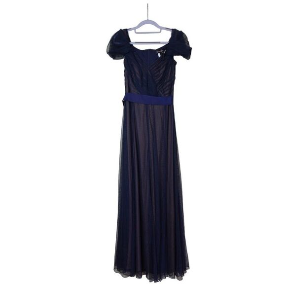 Tadashi Shoji Navy Blue Nude Dress - Picture 1 of 5